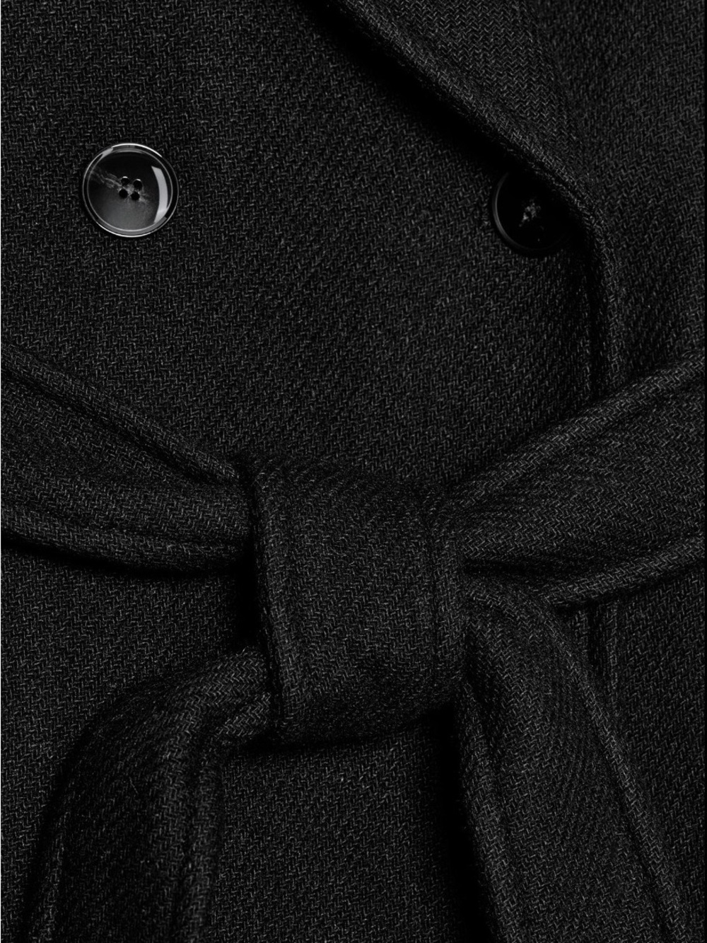 Zara Long Belted Wool Blend Coat – Black, Size L - Picture 3 of 12
